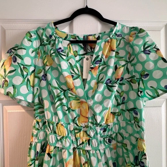 Lemon Polka Dot Anthropologie Somerset Maxi Dress - Picture 5 of 11